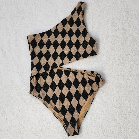 New!Beach Riot Celine One Piece Harlequin Diamond Pattern - Picture 5 of 13